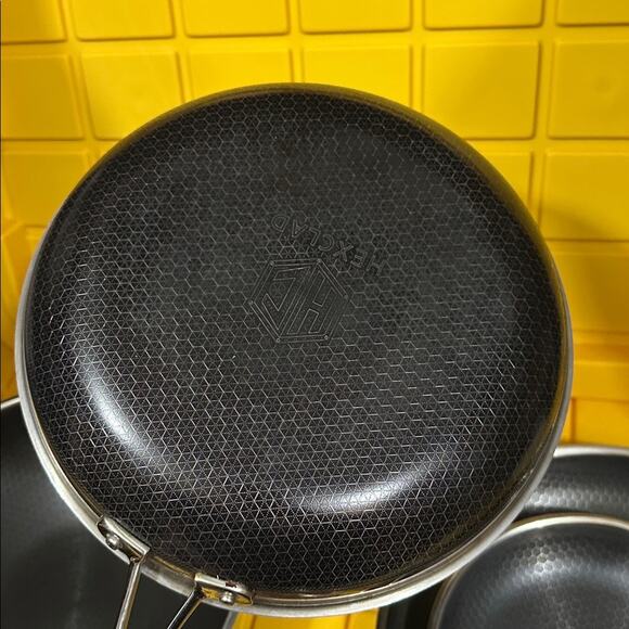 HEXCLAD 5 Piece Nonstick Stainless Steel Frying Pan Set 8 10 12 Wok $600 - Picture 9 of 11